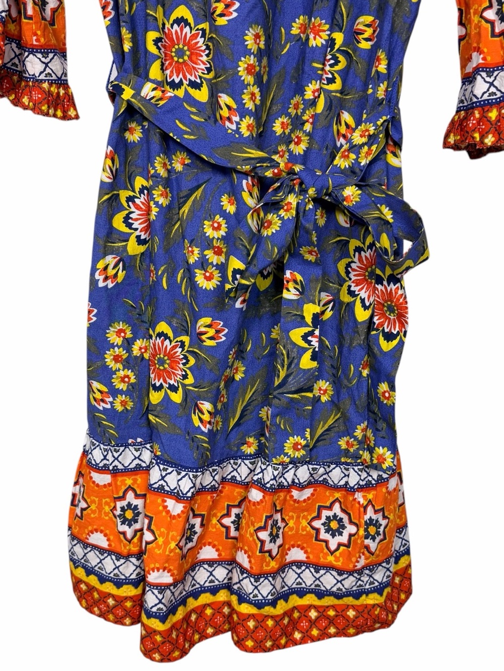 Joie Chloris Baja Blue Cotton Floral Mini Dress L Off Shoulder Boho - Picture 7 of 12